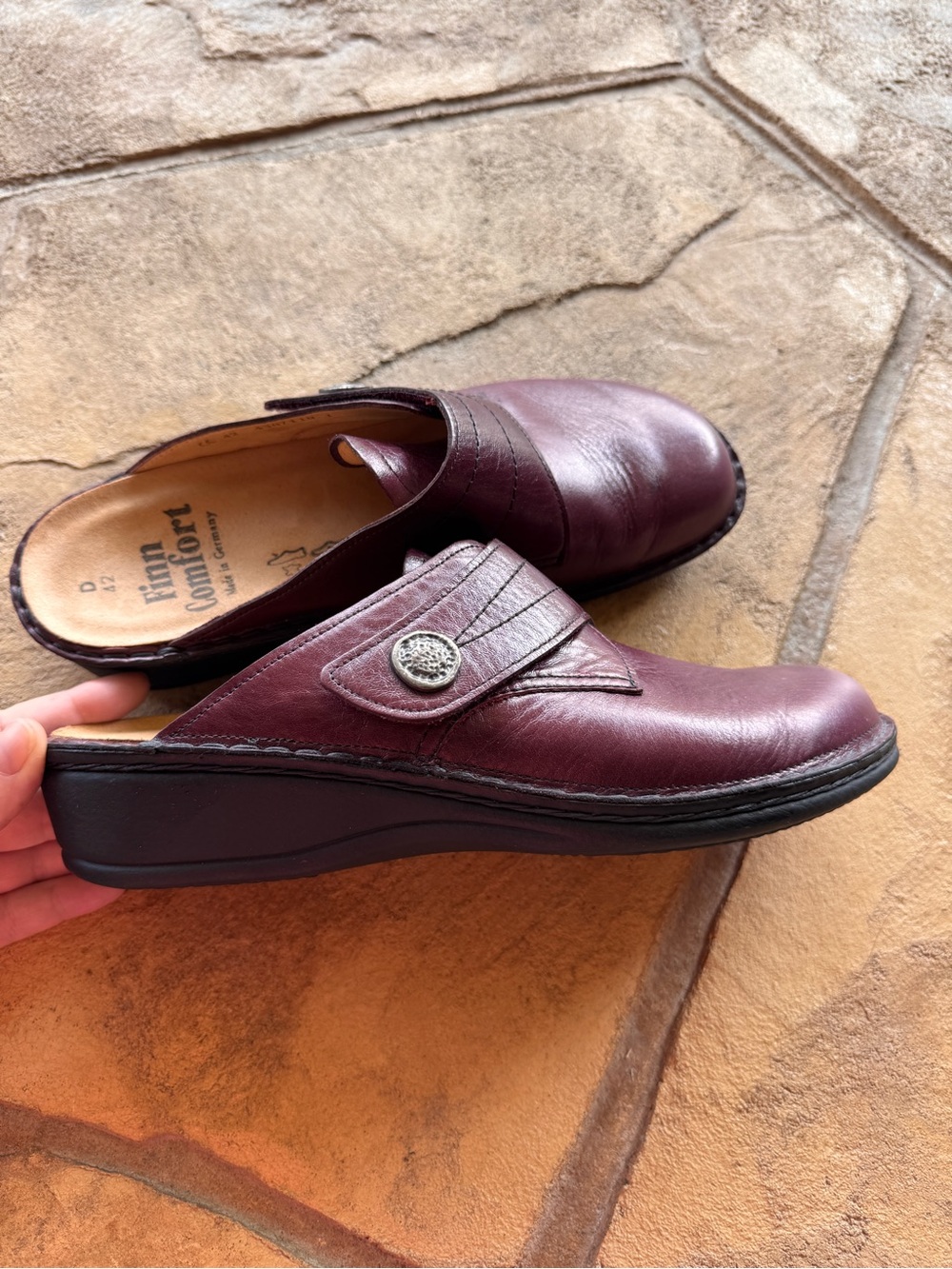 Finn Comfort SantaFe Soft Clogs Burgundy Leather Comfort Shoes EU 42 US 11 NWOB - Picture 2 of 11